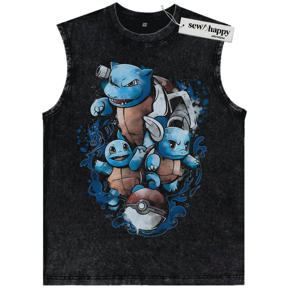 Wash Tank Top Squirtle Tank Top, Wartortle Tank Top, Blastoise Tank Top, Pokemon Tank Top, Anime Tank Top, Vintage Tank Top