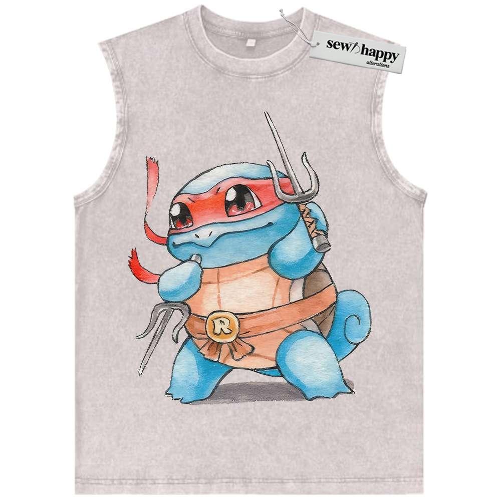 Wash Tank Top Squirtle x Raphael Tank Top, Pokemon Tank Top, Anime Tank Top, Vintage Tank Top