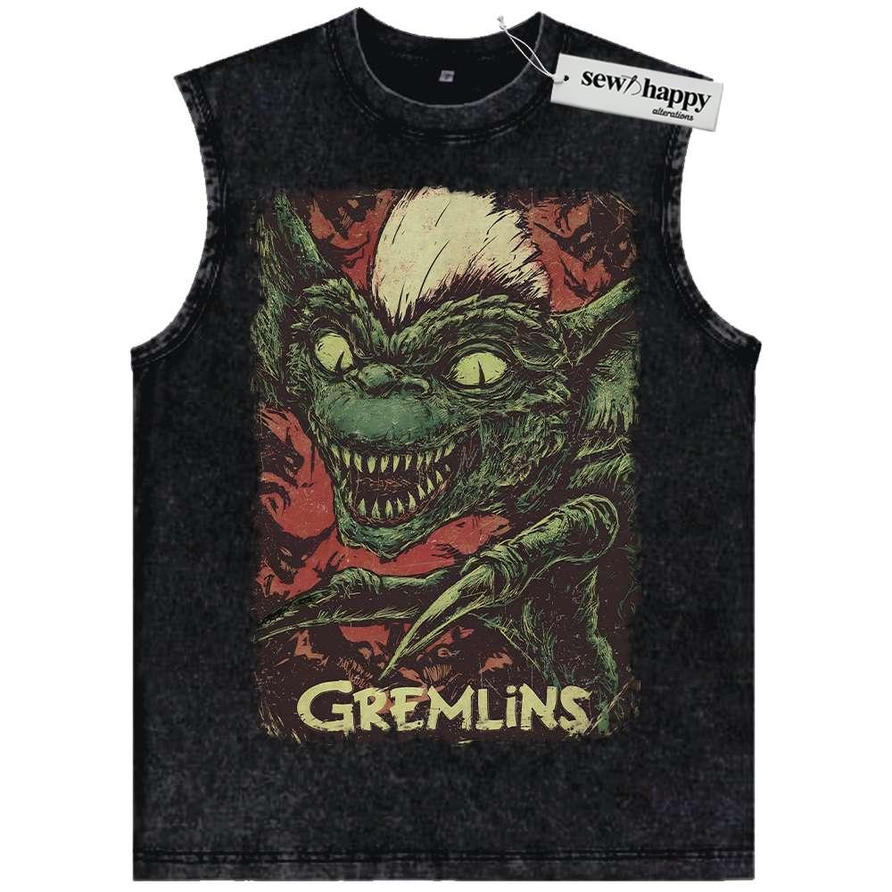 Wash Tank Top Stripe Tank Top, Gremlins Tank Top, Halloween Tank Top, Horror Tank Top, Vintage Tank Top