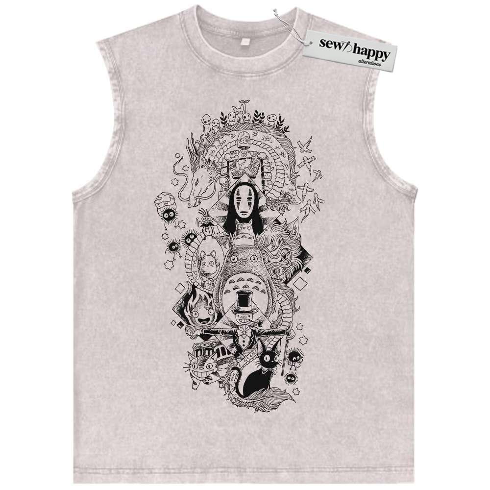 Wash Tank Top Studio Ghibli Tank Top, Anime Tank Top, Vintage Tank Top