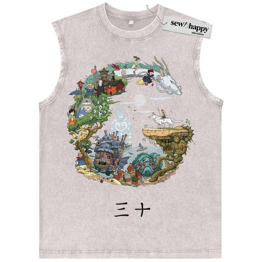 Wash Tank Top Studio Ghibli Tank Top, Anime Tank Top, Vintage Tank Top