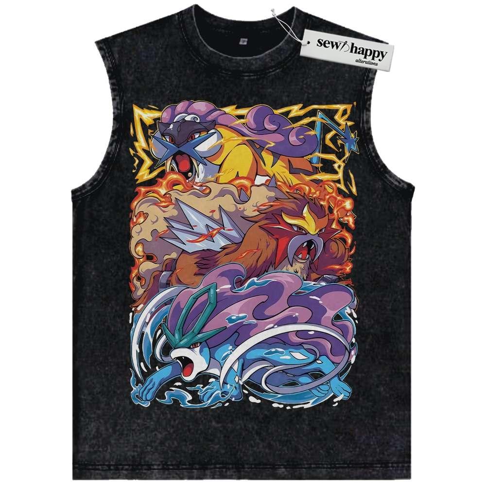 Wash Tank Top Suicune Tank Top, Raikou Tank Top, Entei Tank Top, Pokemon Tank Top, Anime Tank Top, Vintage Tank Top