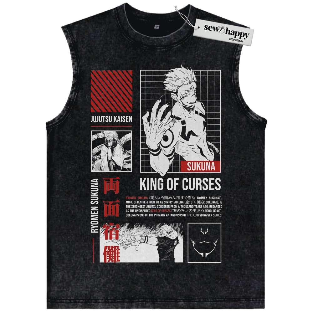 Wash Tank Top Sukuna Tank Top, Jujutsu Kaisen Tank Top, Anime Tank Top, Vintage Tank Top