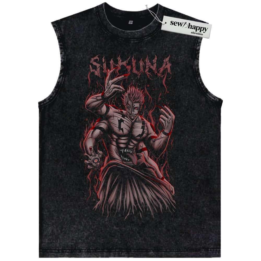 Wash Tank Top Sukuna Tank Top, Jujutsu Kaisen Tank Top, Anime Tank Top, Vintage Tank Top