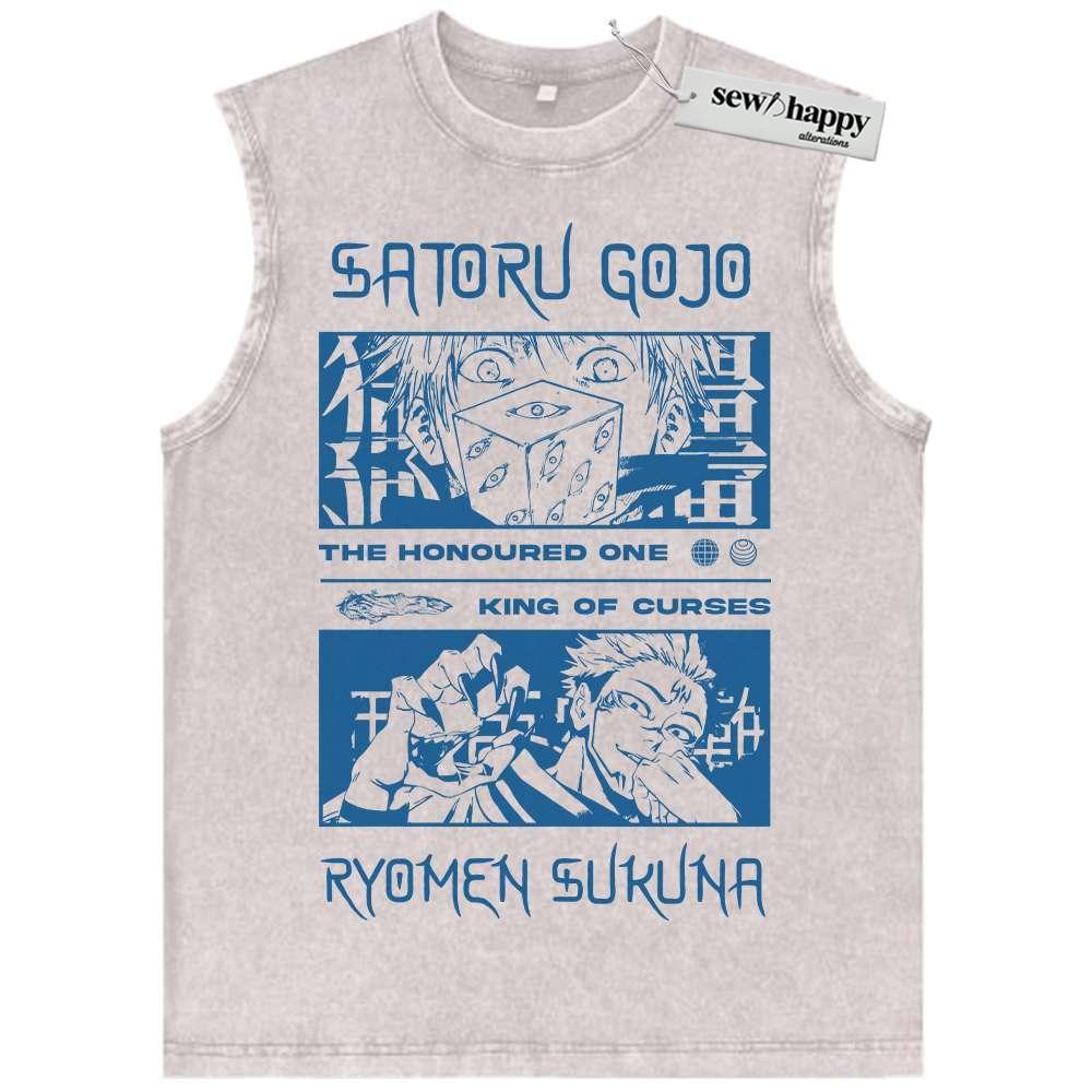 Wash Tank Top Sukuna Tank Top, Satoru Gojo Tank Top, Jujutsu Kaisen Tank Top, Anime Tank Top, Vintage Tank Top