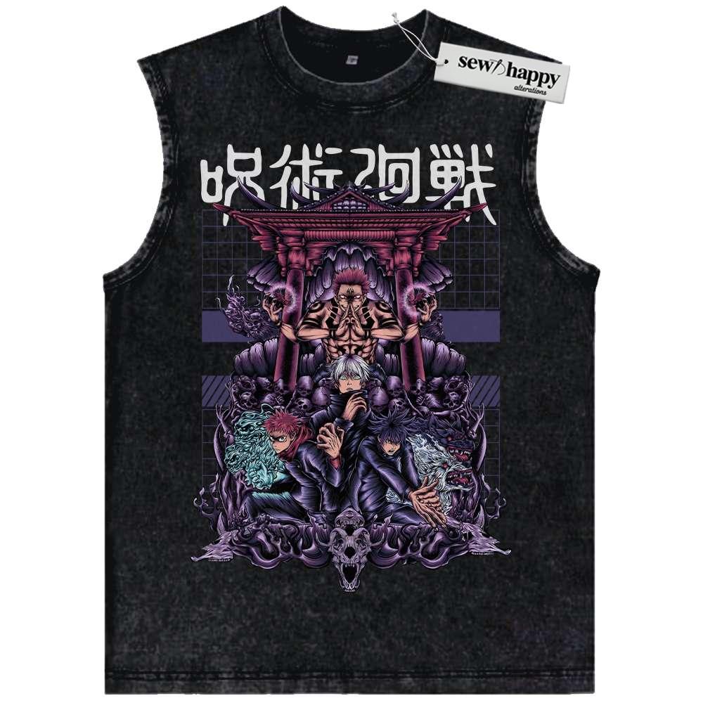 Wash Tank Top Sukuna Tank Top, Satoru Gojo Tank Top, Yuji Itadori Tank Top, Jujutsu Kaisen Tank Top, Anime Tank Top, Vintage Tank Top