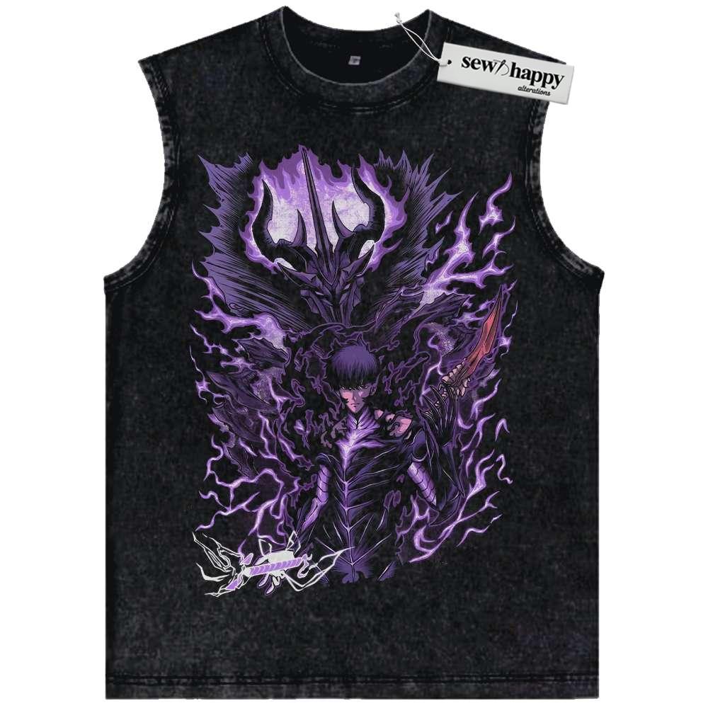 Wash Tank Top Sung Jinwoo Tank Top, Solo Leveling Tank Top, Anime Tank Top, Vintage Tank Top
