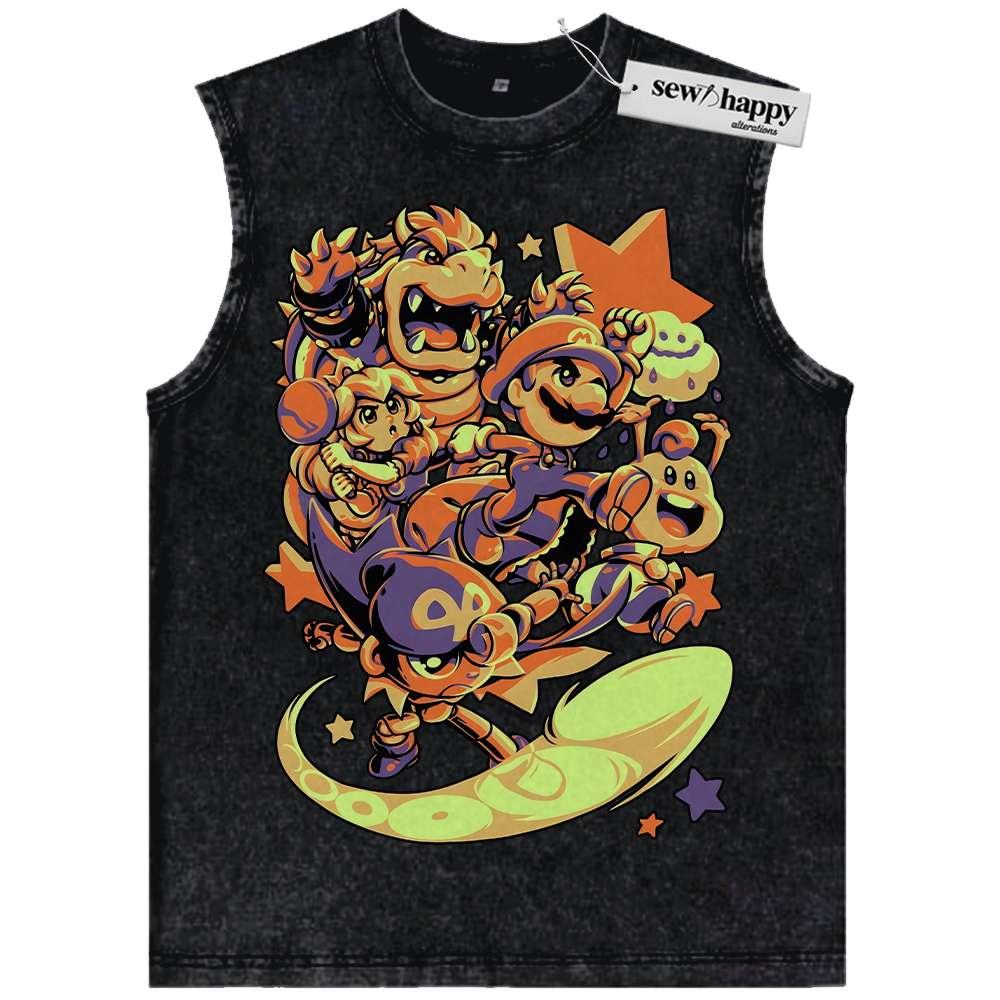 Wash Tank Top Super Mario Bros Tank Top, Game Tank Top, Vintage Tank Top