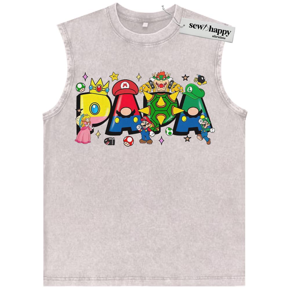Wash Tank Top Super Mario Tank Top, Father’s Day Tank Top, Game Tank Top, Vintage Tank Top