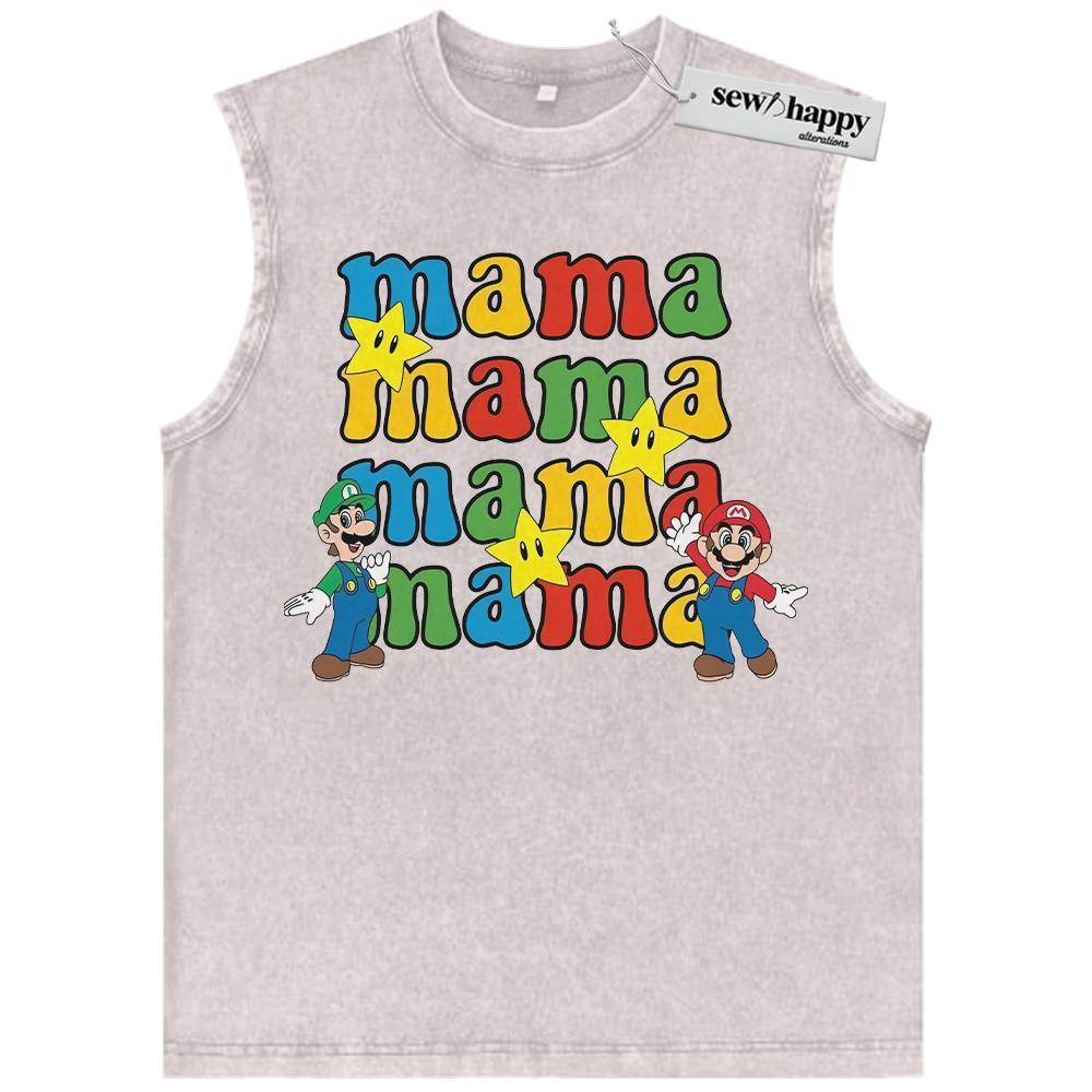 Wash Tank Top Super Mario Tank Top, Mother’s Day Tank Top, Game Tank Top, Vintage Tank Top