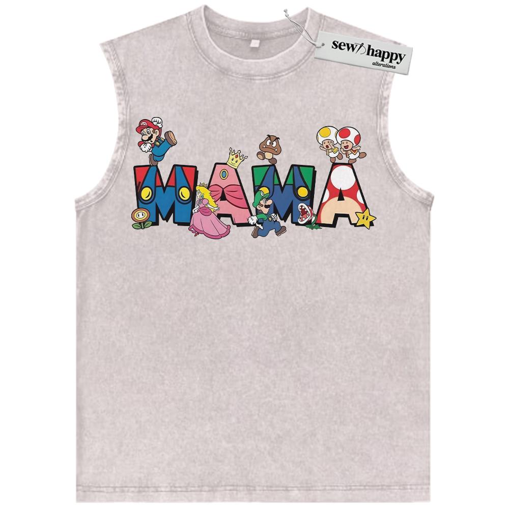 Wash Tank Top Super Mario Tank Top, Mother’s Day Tank Top, Game Tank Top, Vintage Tank Top