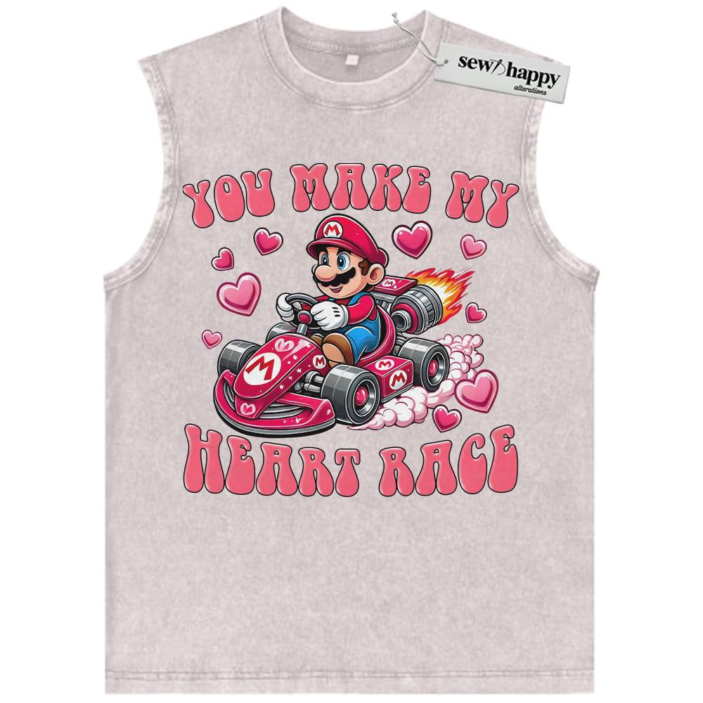 Wash Tank Top Super Mario Tank Top, Valentine’s Day Tank Top, Game Tank Top, Vintage Tank Top
