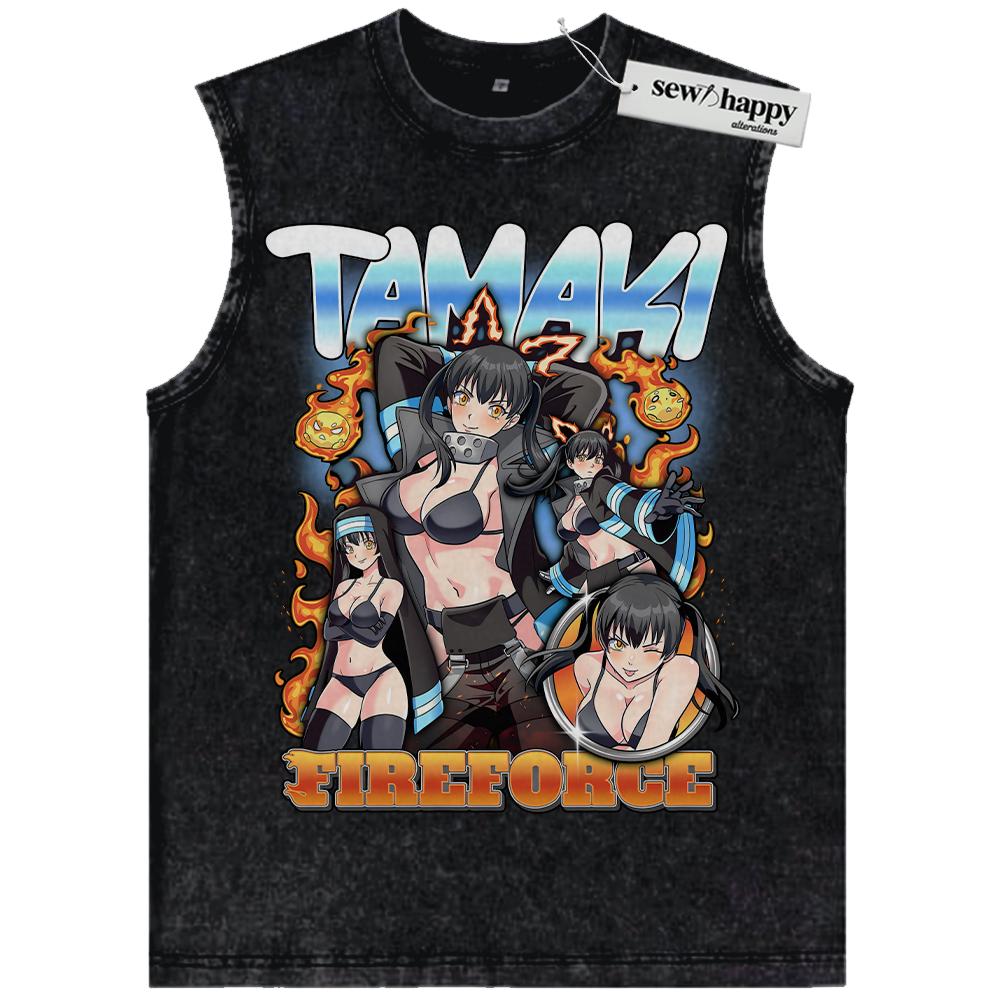 Wash Tank Top Tamaki Kotatsu Tank Top, Fire Force Tank Top, Anime Tank Top, Vintage Tank Top