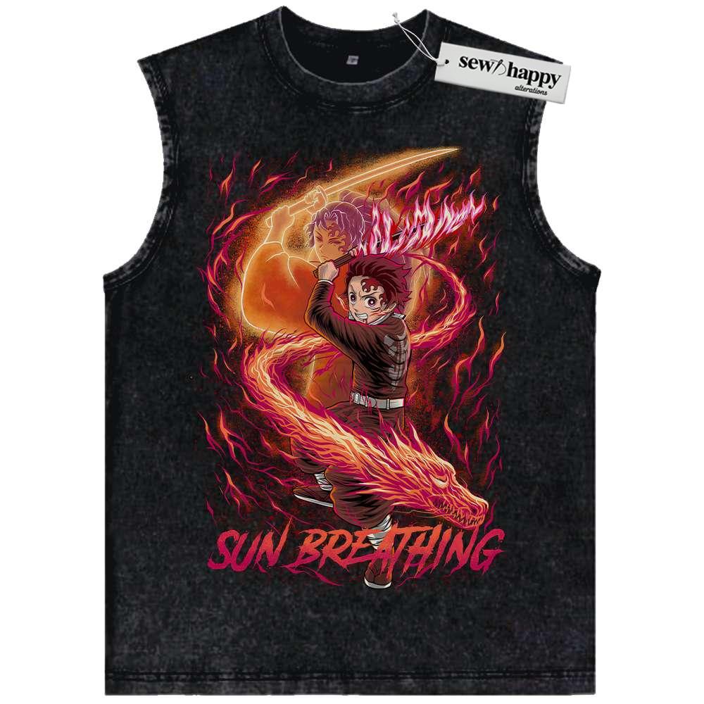 Wash Tank Top Tanjiro Kamado Tank Top, Demon Slayer Tank Top, Anime Tank Top, Vintage Tank Top