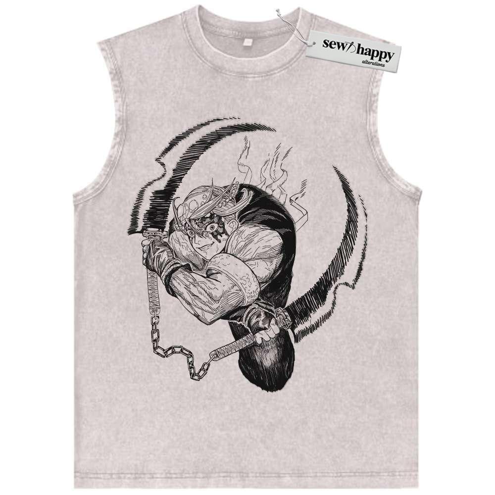 Wash Tank Top Tengen Uzui Tank Top, Demon Slayer Tank Top, Anime Tank Top, Vintage Tank Top