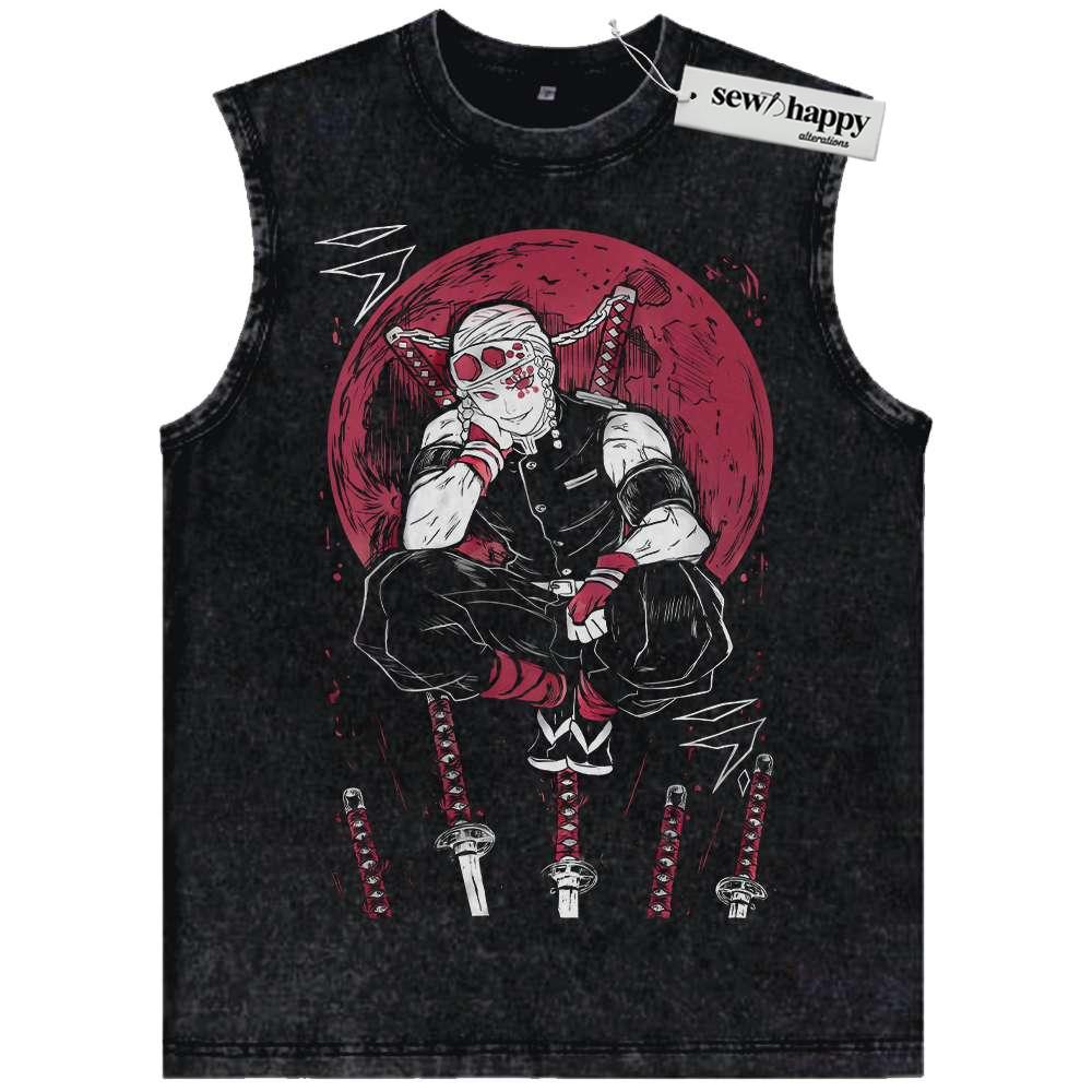 Wash Tank Top Tengen Uzui Tank Top, Demon Slayer Tank Top, Anime Tank Top, Vintage Tank Top
