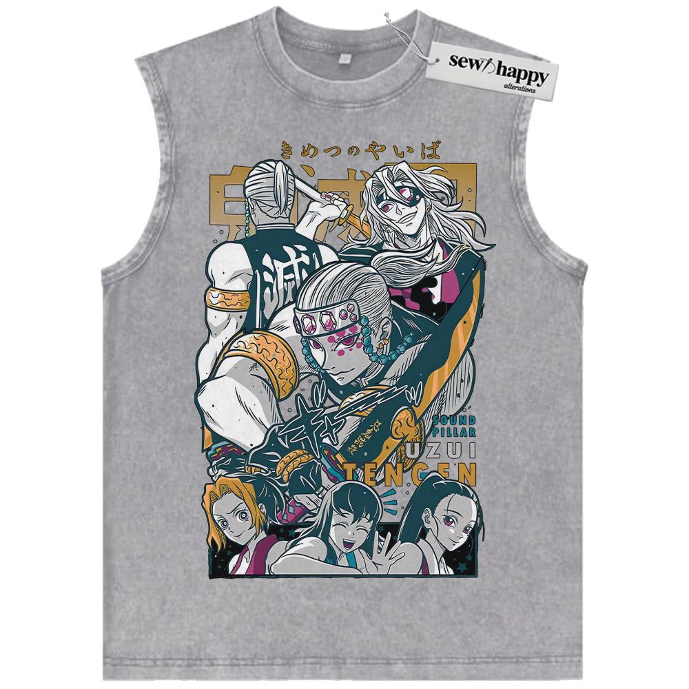 Wash Tank Top Tengen Uzui Tank Top, Demon Slayer Tank Top, Anime Tank Top, Vintage Tank Top