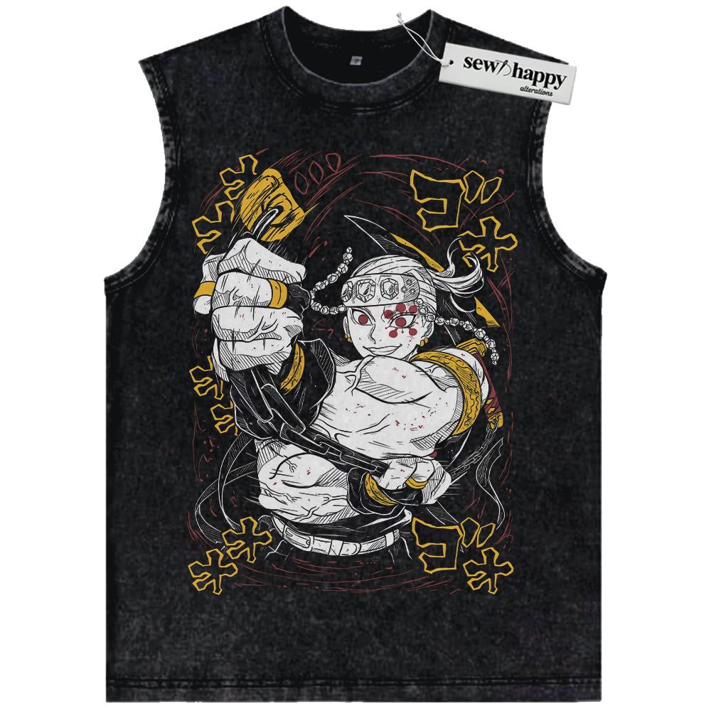 Wash Tank Top Tengen Uzui Tank Top, Demon Slayer Tank Top, Anime Tank Top, Vintage Tank Top