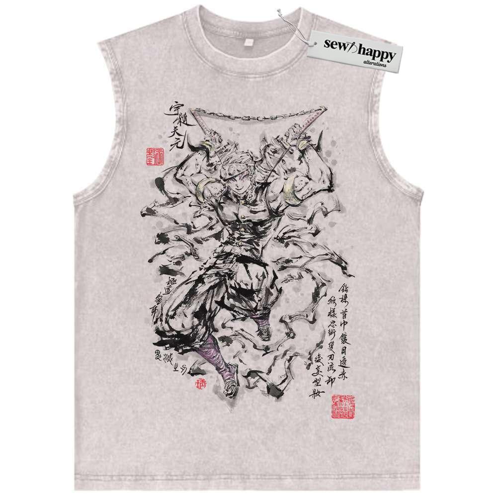Wash Tank Top Tengen Uzui Tank Top, Demon Slayer Tank Top, Anime Tank Top, Vintage Tank Top