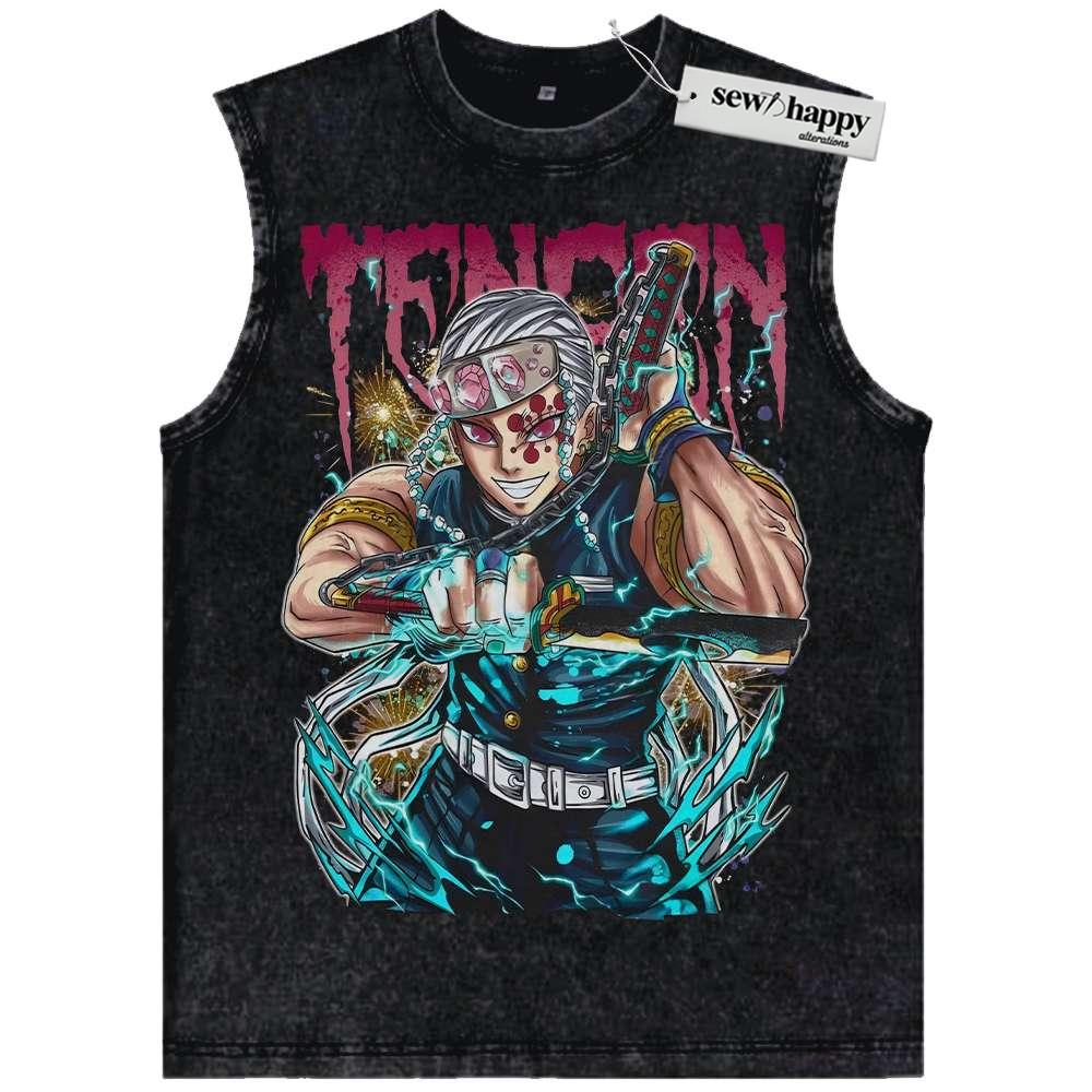 Wash Tank Top Tengen Uzui Tank Top, Demon Slayer Tank Top, Anime Tank Top, Vintage Tank Top