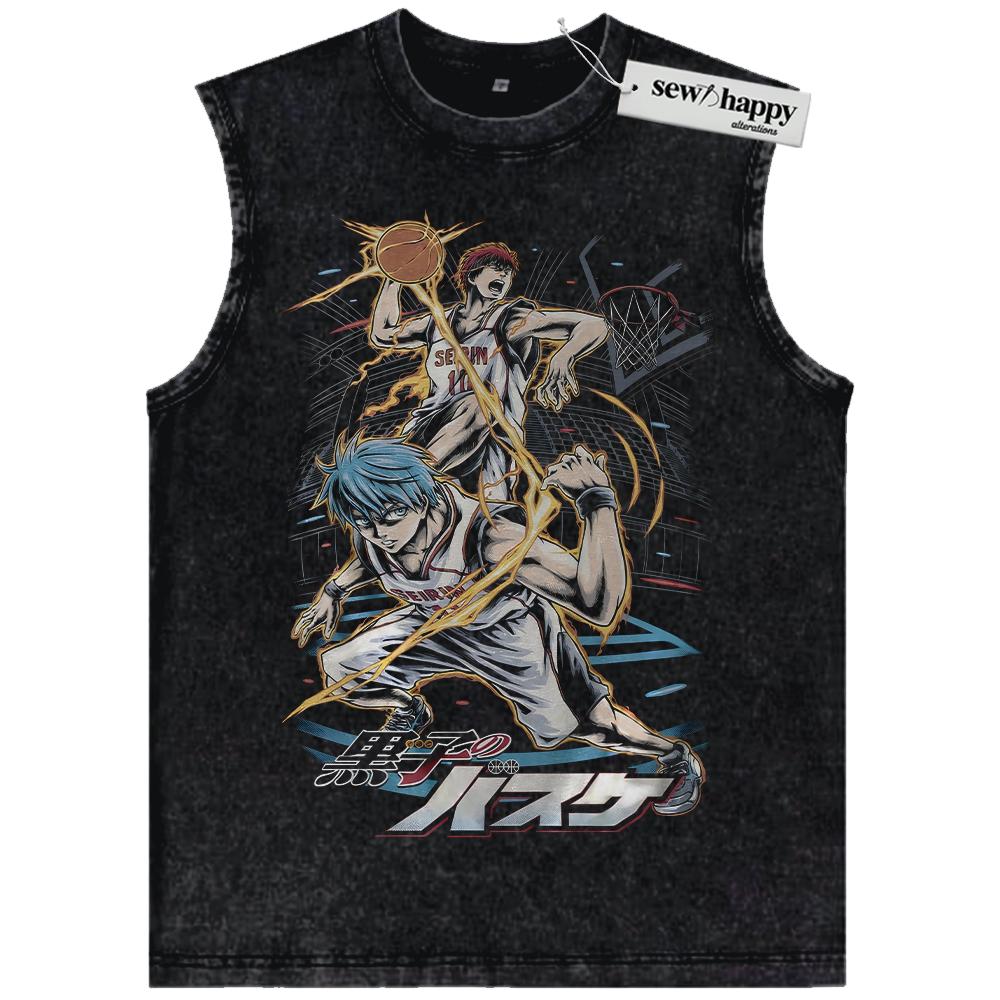 Wash Tank Top Tetsuya Kuroko Tank Top, Taiga Kagami Tank Top, Kuroko’s Basketball Tank Top, Anime Tank Top, Vintage Tank Top