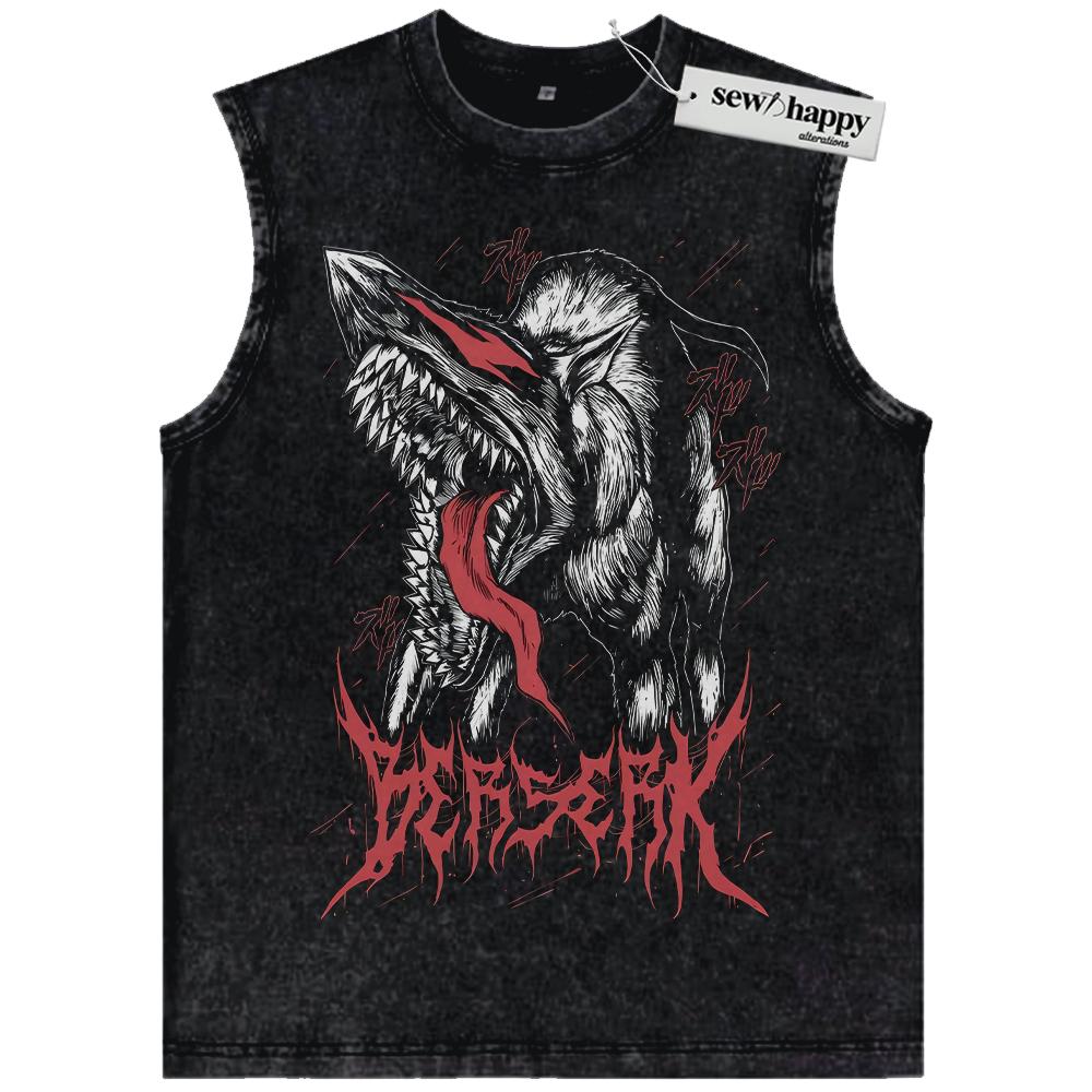 Wash Tank Top The Beast of Darkness Tank Top, Berserk Tank Top, Anime Tank Top, Vintage Tank Top