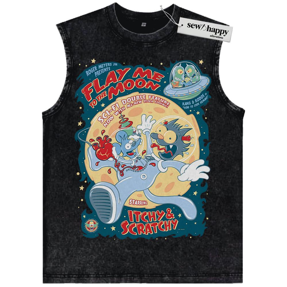 Wash Tank Top The Itchy & Scratchy Show Tank Top, Animated Tank Top, Vintage Tank Top