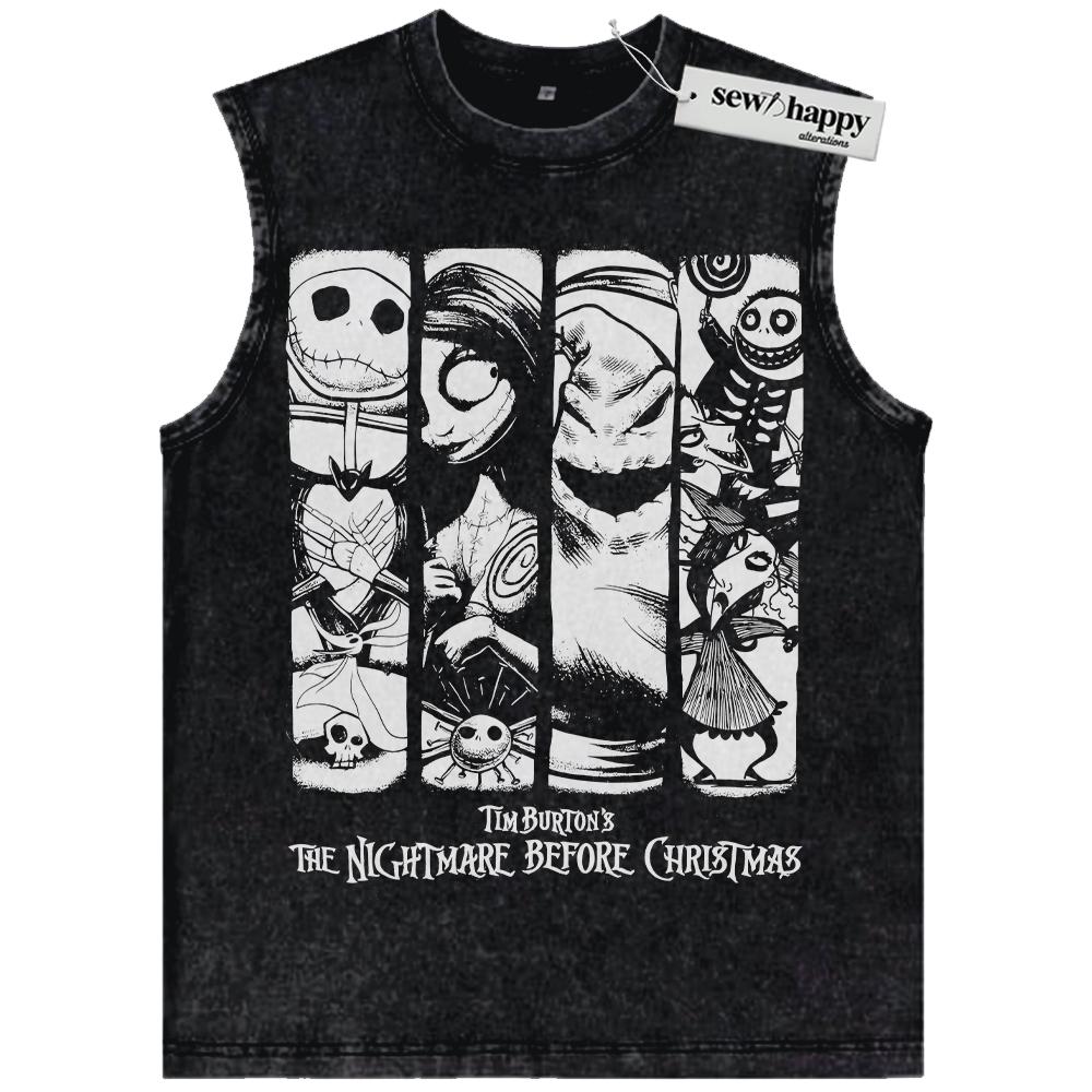Wash Tank Top The Nightmare Before Christmas Tank Top, Animated Tank Top, Vintage Tank Top