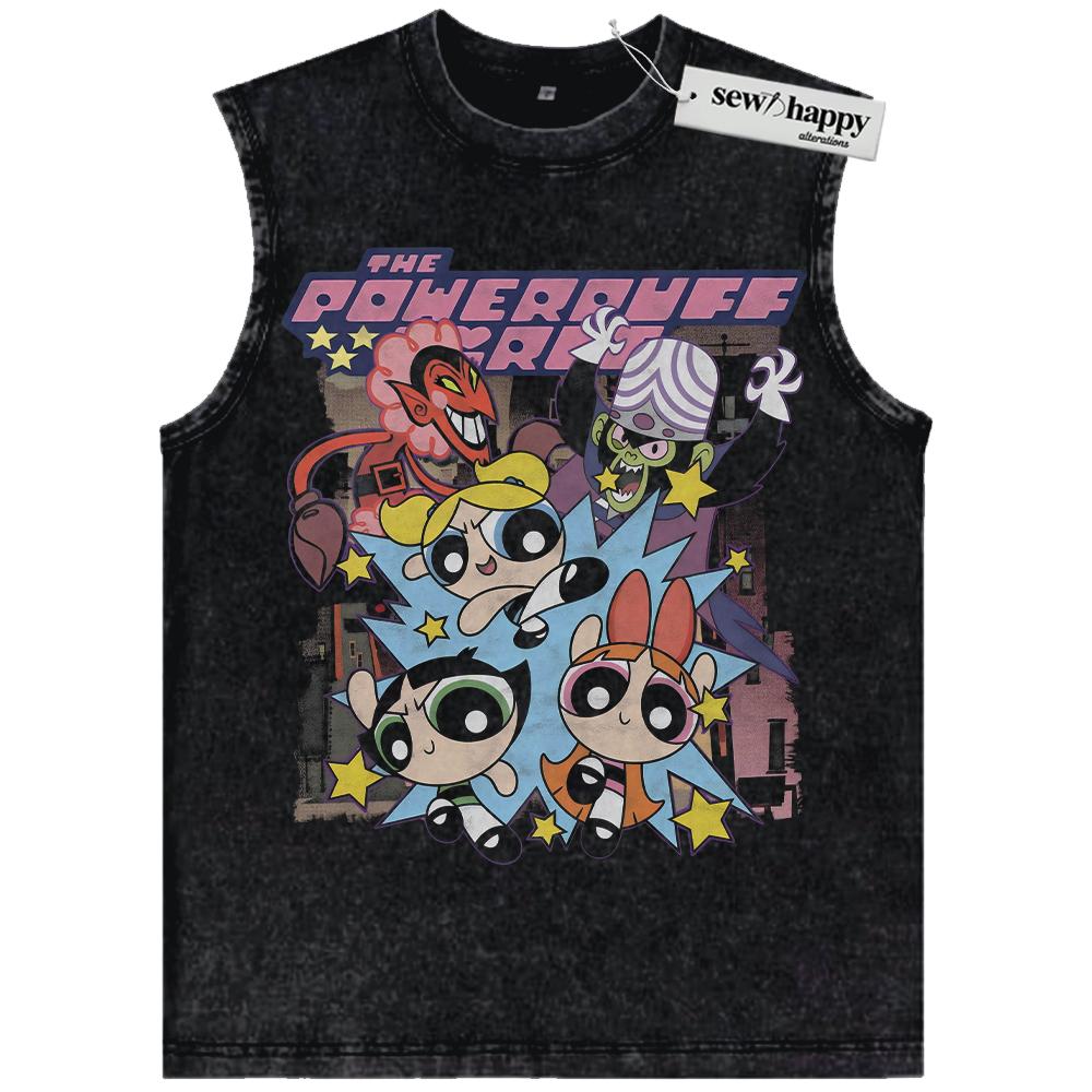Wash Tank Top The Powerpuff Girls Tank Top, Animated Tank Top, Vintage Tank Top