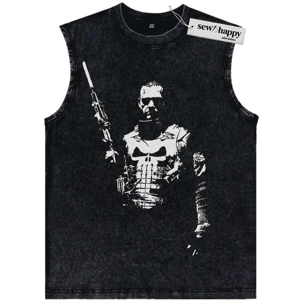 Wash Tank Top The Punisher Tank Top, Marvel Comics Tank Top, Vintage Tank Top
