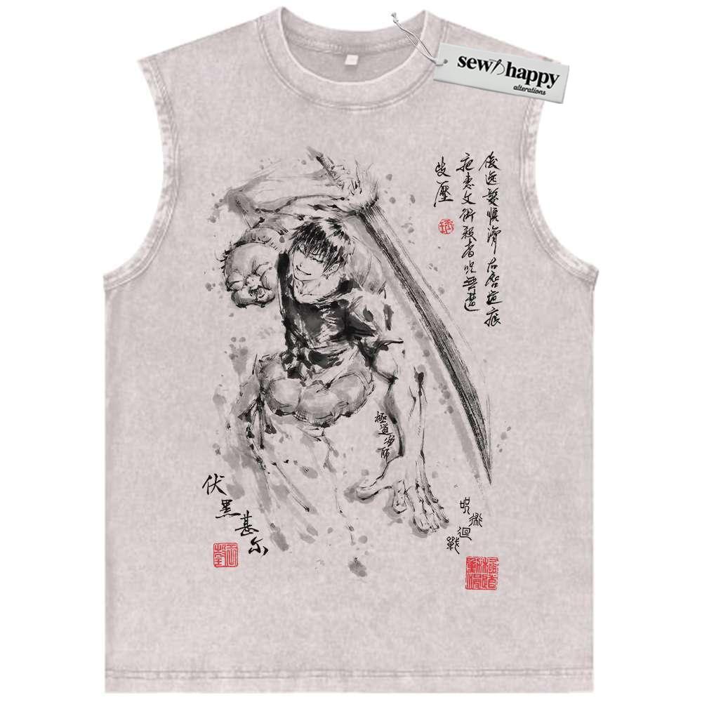 Wash Tank Top Toji Fushiguro Tank Top, Jujutsu Kaisen Tank Top, Anime Tank Top, Vintage Tank Top