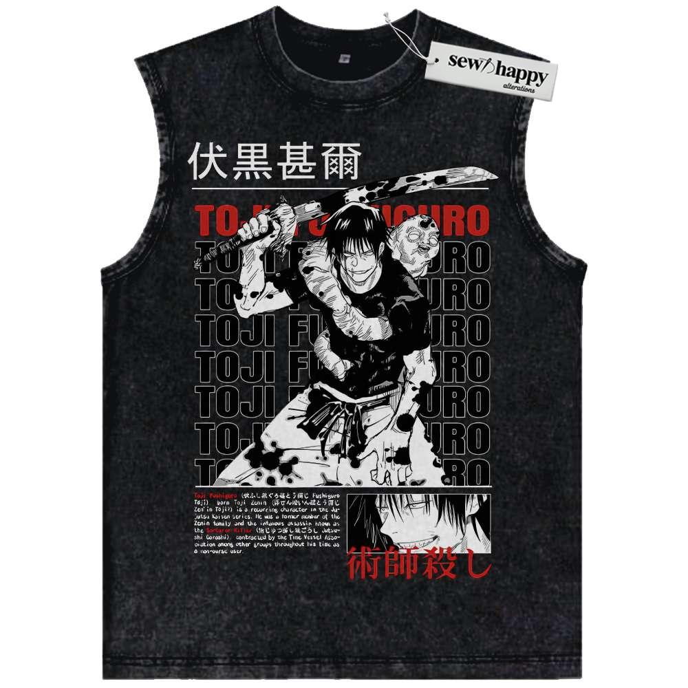 Wash Tank Top Toji Fushiguro Tank Top, Jujutsu Kaisen Tank Top, Anime Tank Top, Vintage Tank Top
