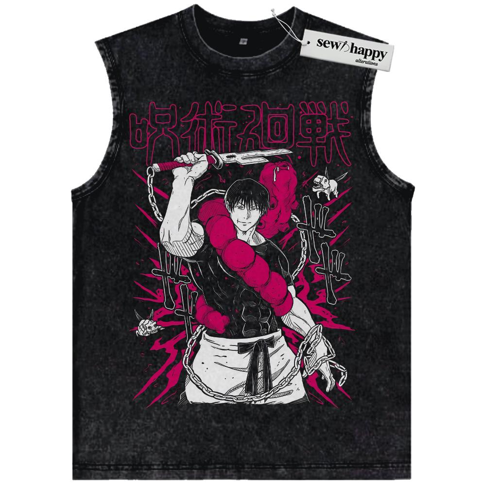 Wash Tank Top Toji Fushiguro Tank Top, Jujutsu Kaisen Tank Top, Anime Tank Top, Vintage Tank Top
