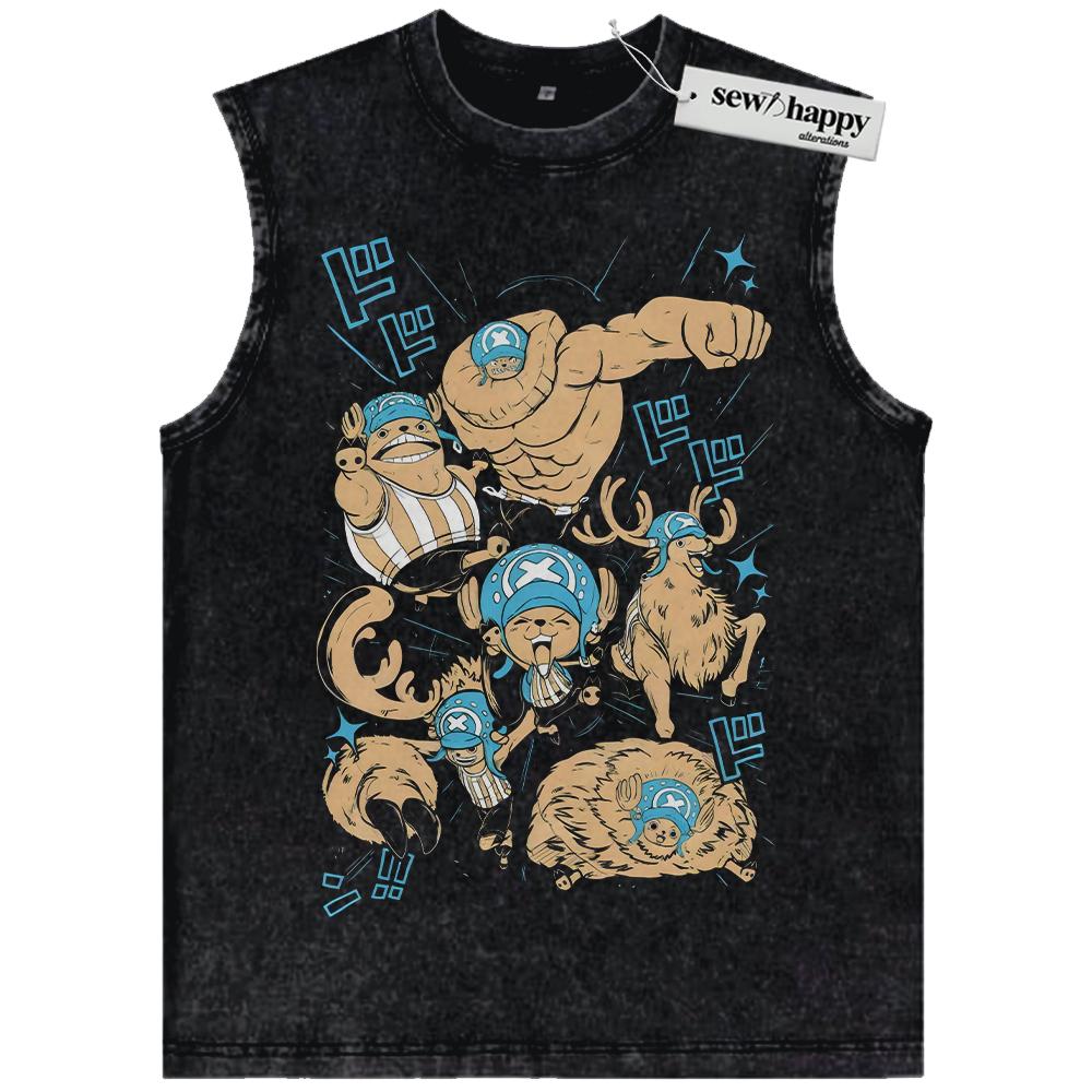 Wash Tank Top Tony Tony Chopper Tank Top, One Piece Tank Top, Anime Tank Top, Vintage Tank Top