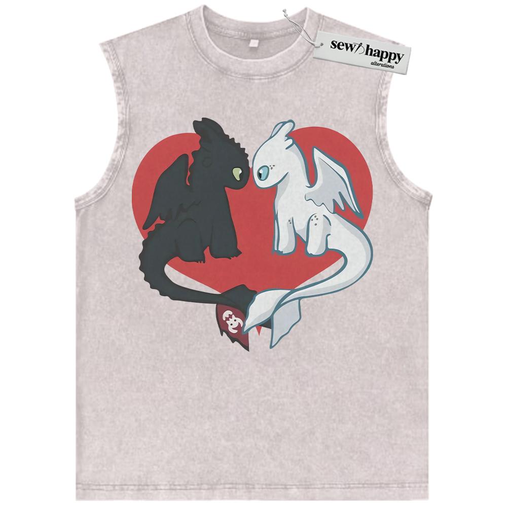 Wash Tank Top Toothless vs Light Fury Tank Top, How to Train Your Dragon Tank Top, Animated Tank Top, Vintage Tank Top