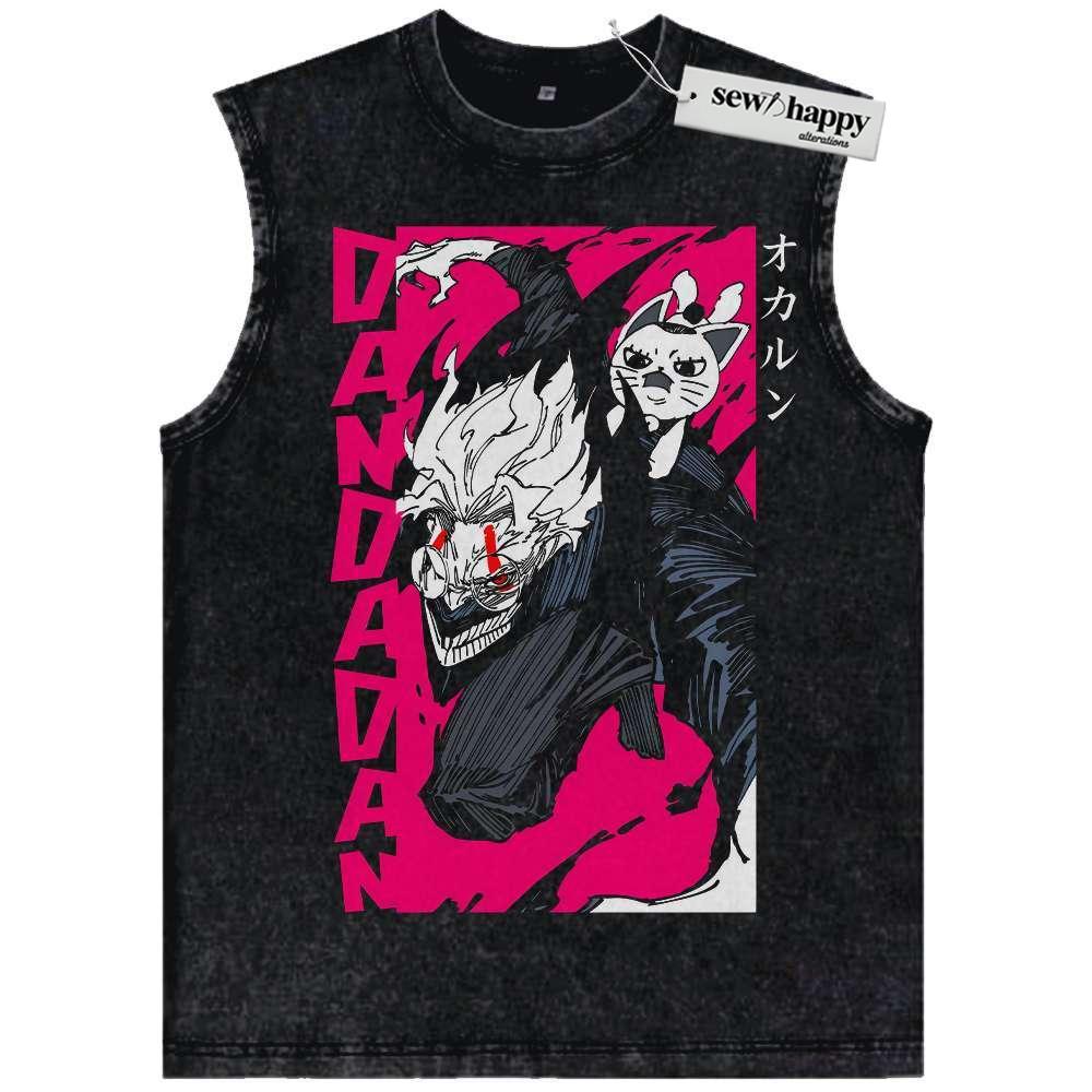 Wash Tank Top Turbo Granny vs Okarun Tank Top, Dandadan Tank Top, Anime Tank Top, Vintage Tank Top