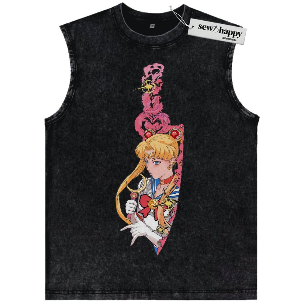 Wash Tank Top Usagi Tsukino Tank Top, Sailor Moon Tank Top, Anime Tank Top, Vintage Tank Top