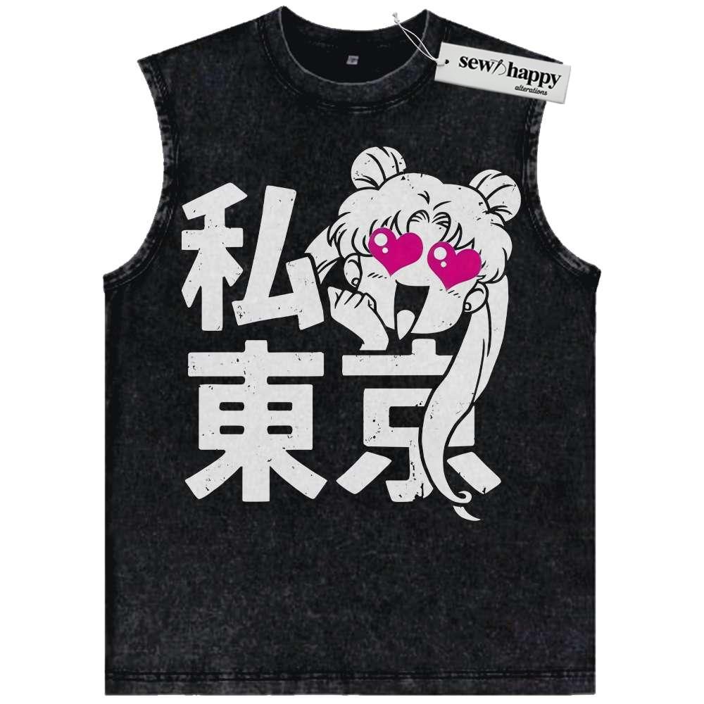 Wash Tank Top Usagi Tsukino Tank Top, Sailor Moon Tank Top, Anime Tank Top, Vintage Tank Top