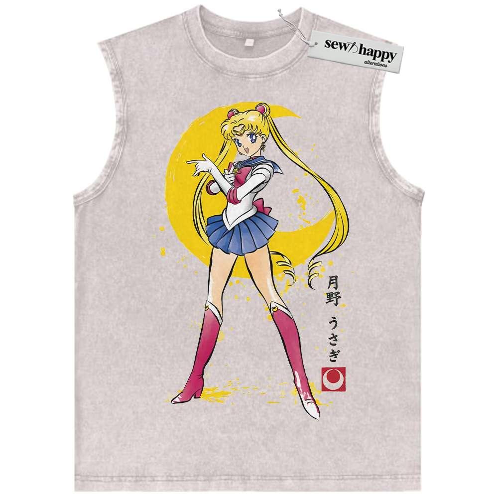 Wash Tank Top Usagi Tsukino Tank Top, Sailor Moon Tank Top, Anime Tank Top, Vintage Tank Top