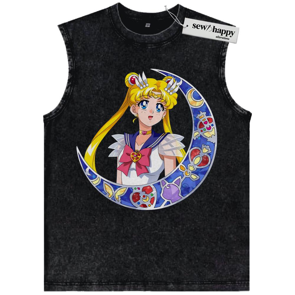 Wash Tank Top Usagi Tsukino Tank Top, Sailor Moon Tank Top, Anime Tank Top, Vintage Tank Top