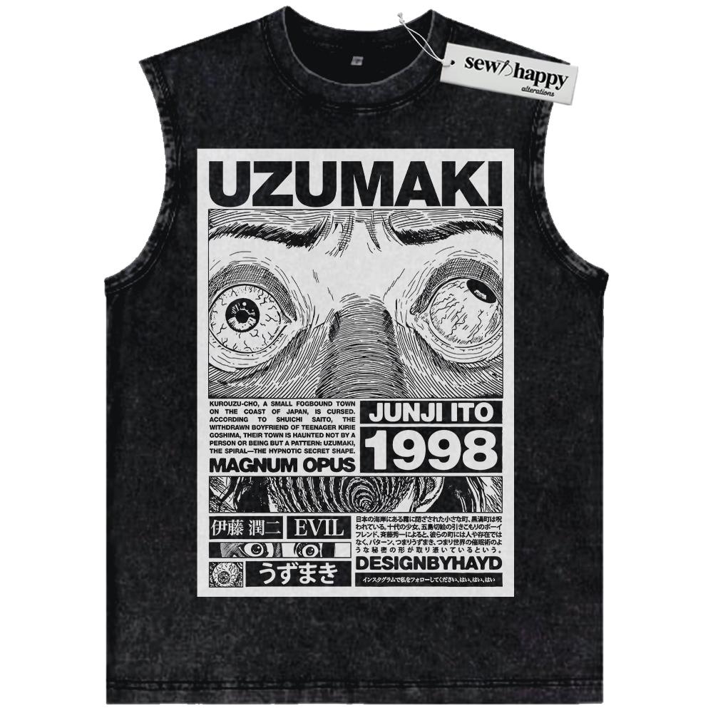 Wash Tank Top Uzumaki Tank Top, Junji Ito Tank Top, Horror Anime Tank Top, Vintage Tank Top