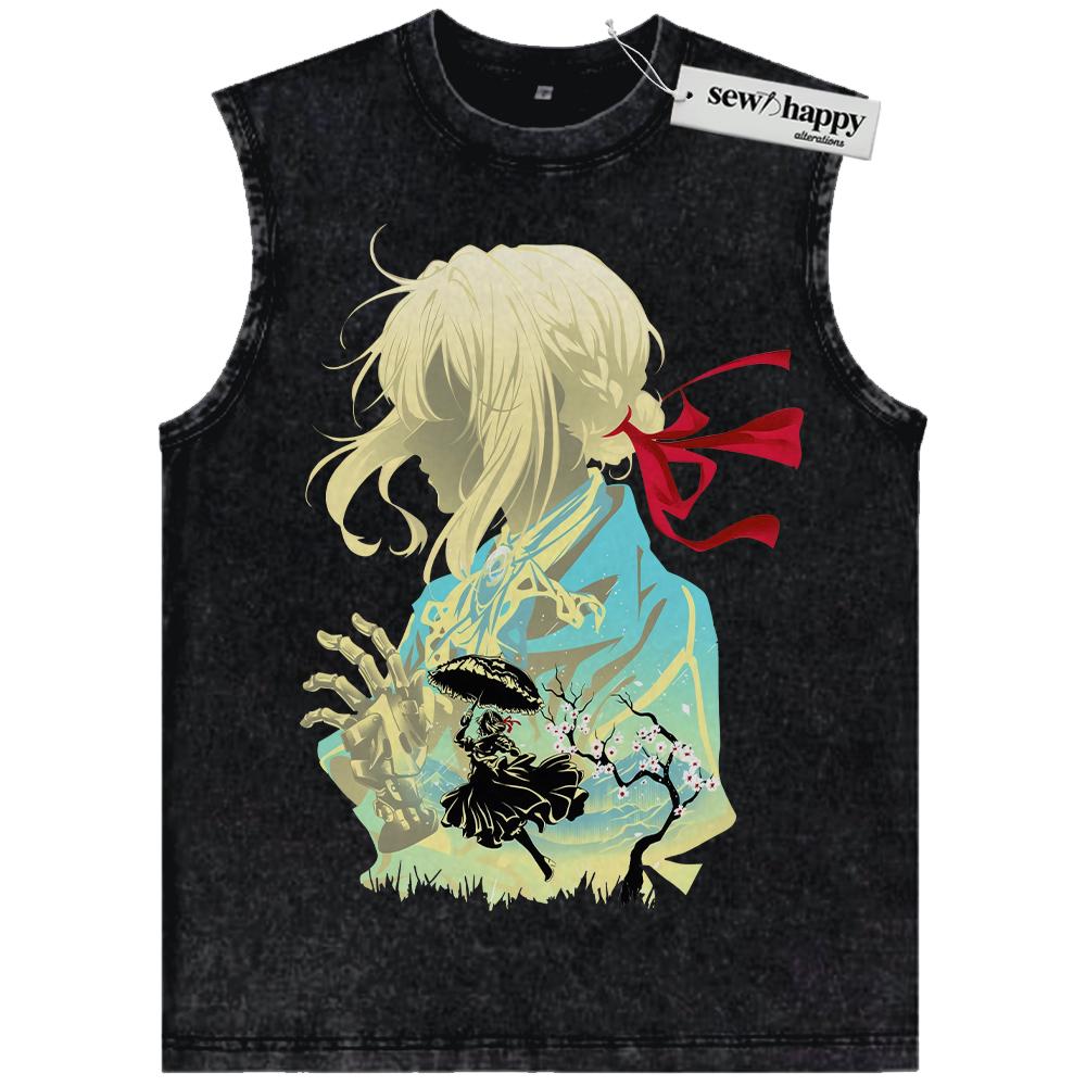 Wash Tank Top Violet Evergarden Tank Top, Anime Tank Top, Vintage Tank Top