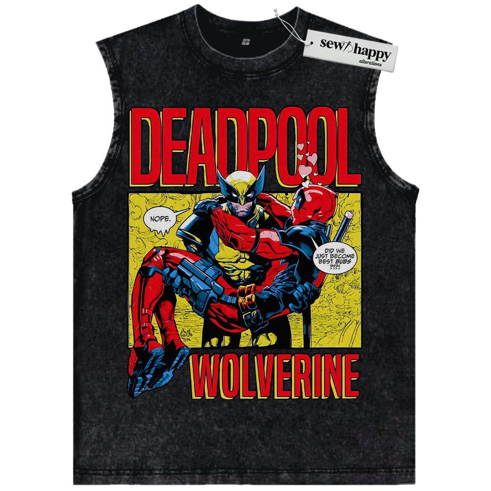 Wash Tank Top Wolverine Tank Top, Deadpool Tank Top, Marvel Comics Tank Top, Vintage Tank Top