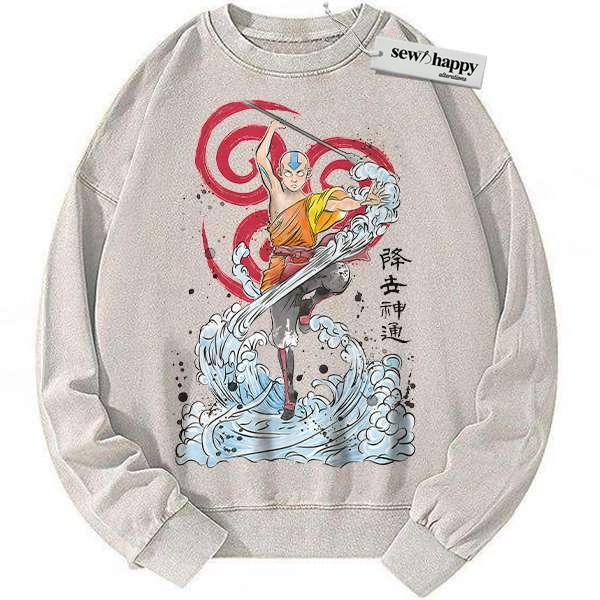 Wash Sweatshirt Aang Sweatshirt, Avatar The Last Airbender Sweatshirt, Animated Sweatshirt, Vintage Sweater