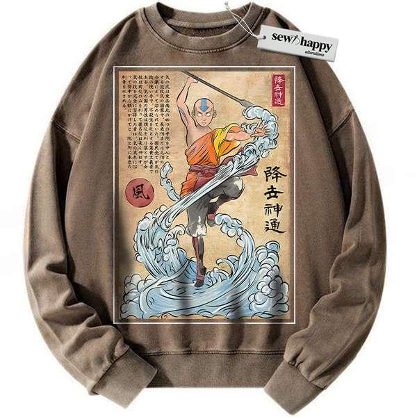 Wash Sweatshirt Aang Sweatshirt, Avatar the Last Airbender Sweatshirt, Animated Sweatshirt, Vintage Sweater