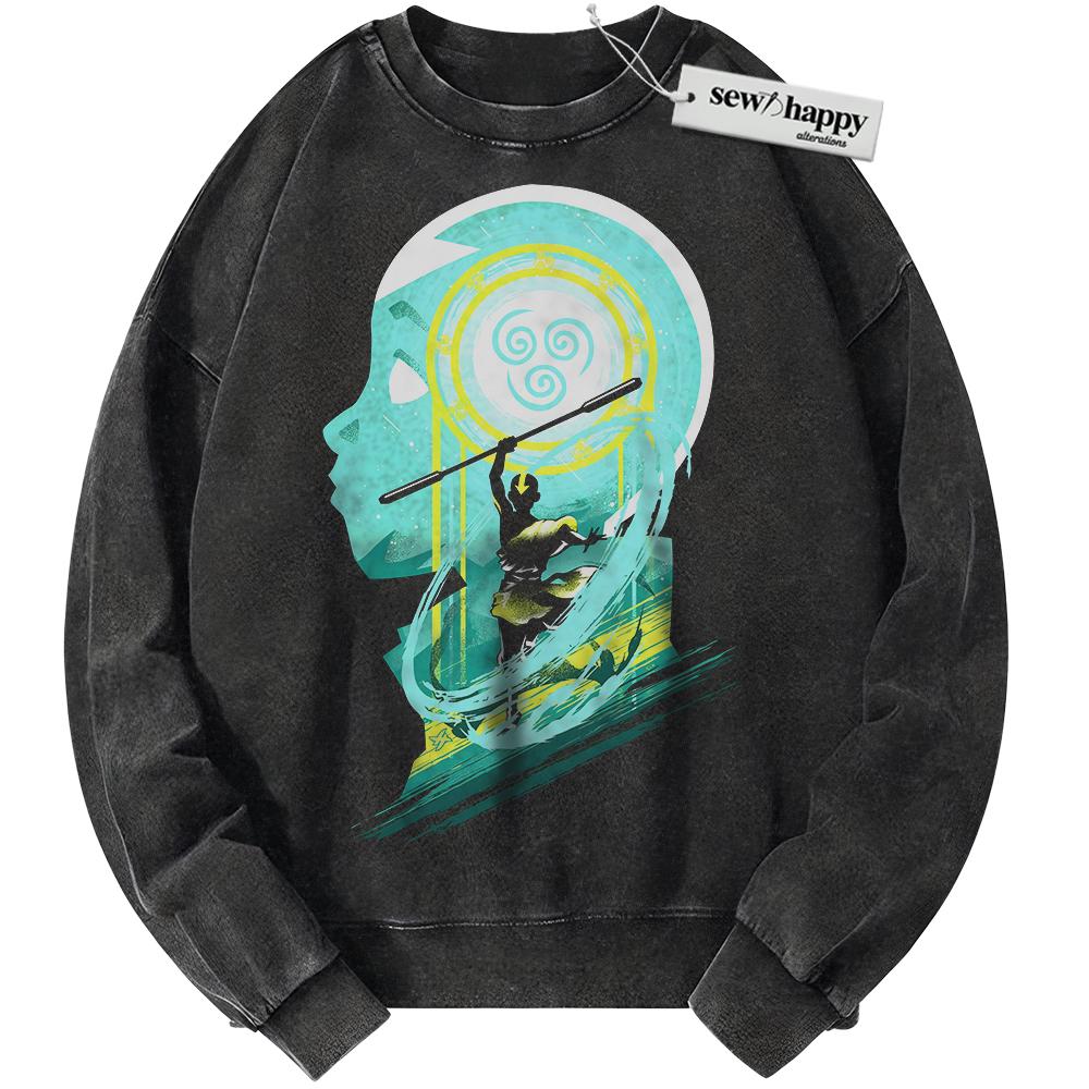 Wash Sweatshirt Aang Sweatshirt, Avatar the Last Airbender Sweatshirt, Animated Sweatshirt, Vintage Sweater