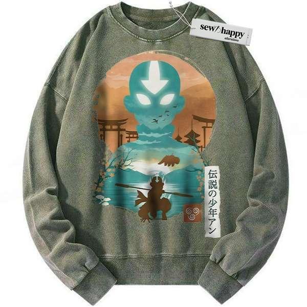 Wash Sweatshirt Aang Sweatshirt, Avatar: The Last Airbender Sweatshirt, Animated Sweatshirt, Vintage Sweatshirt