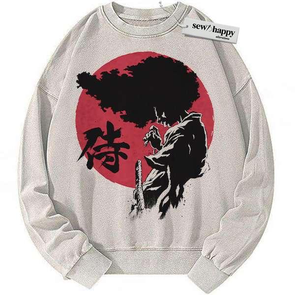 Wash Sweatshirt Afro Samurai Sweatshirt, Anime Sweatshirt, Vintage Sweater