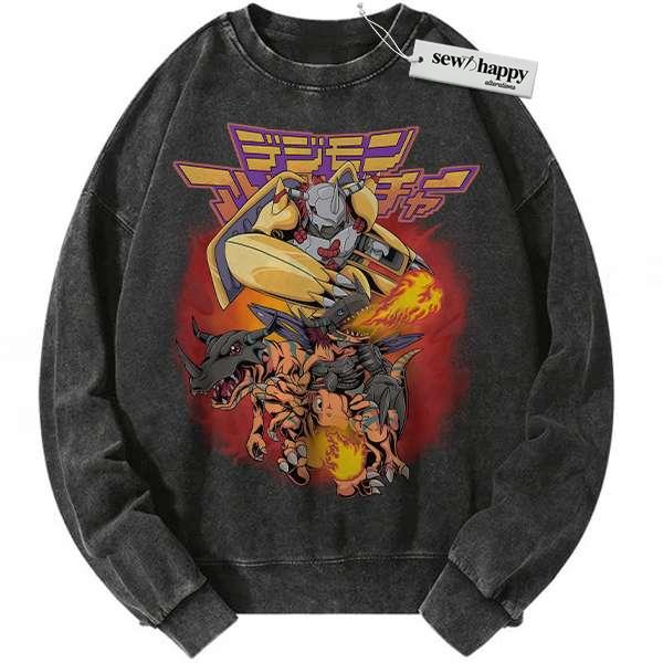 Wash Sweatshirt Agumon Sweatshirt, WarGreymon Sweatshirt, Digimon Adventure Sweatshirt, Anime Sweatshirt, Vintage Sweatshirt