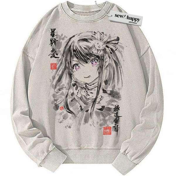 Wash Sweatshirt Ai Hoshino Sweatshirt, Oshi no Ko Sweatshirt, Anime Sweatshirt, Vintage Sweater